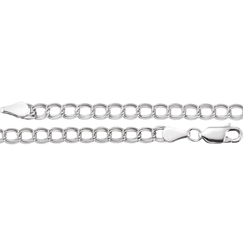 14k White Gold 4mm Solid Charm 7" Bracelet