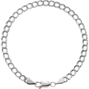 14k White Gold 4mm Solid Charm 7" Bracelet