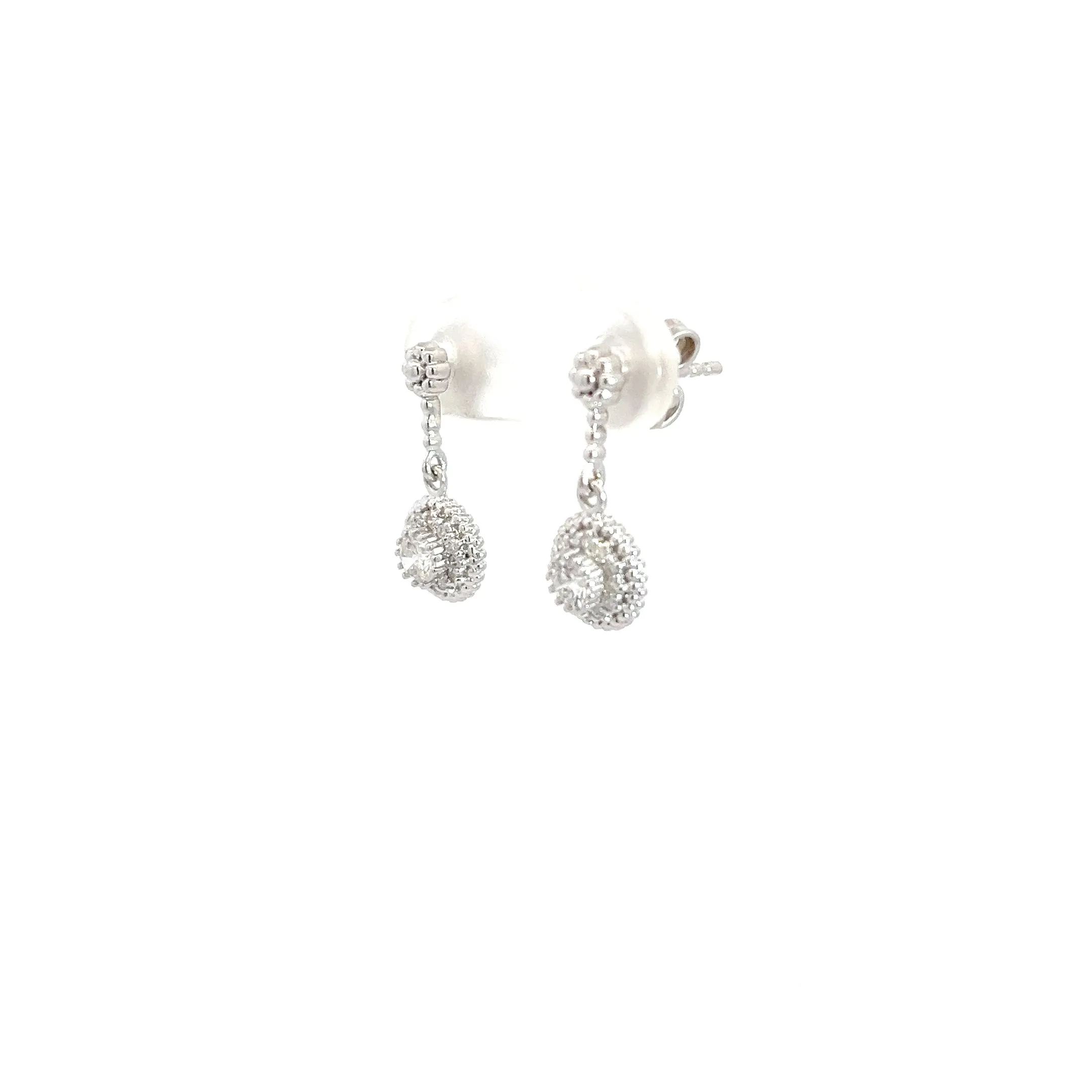 14k White Gold .50ct G SI1 Round Diamond Drop Earring