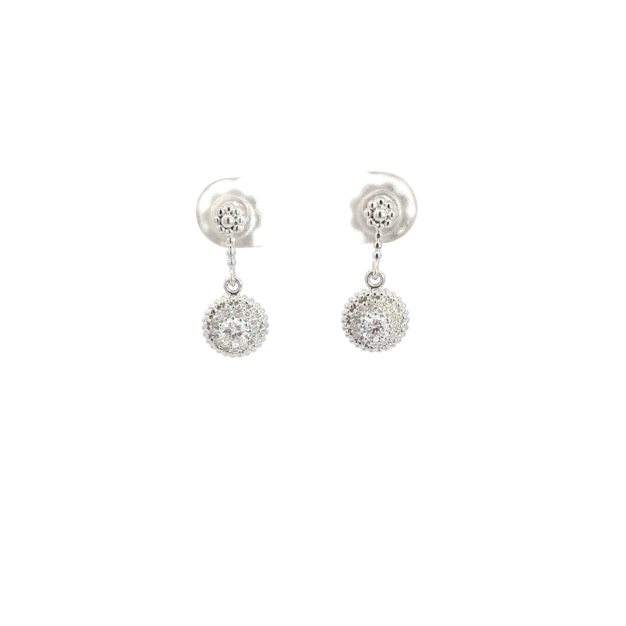 14k White Gold .50ct G SI1 Round Diamond Drop Earring