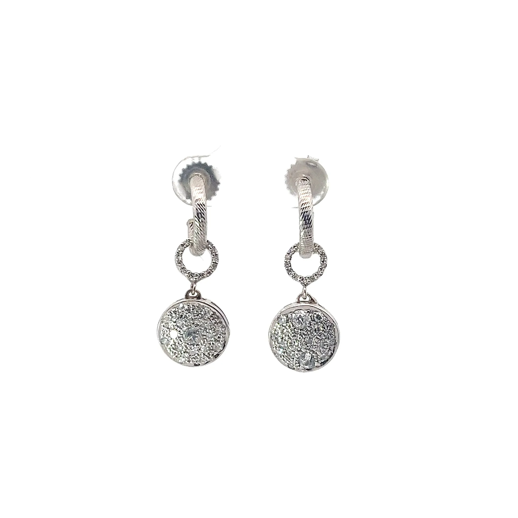 14k White Gold .70ct G VS2 Round Drop Earrings
