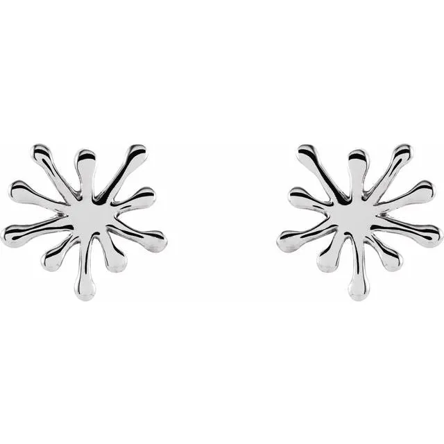 14K White Gold Burst Stud Earrings