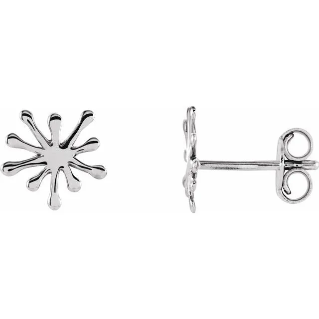 14K White Gold Burst Stud Earrings