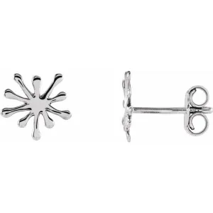 14K White Gold Burst Stud Earrings