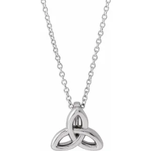 14K White Gold Celtic-Inspired Trinity 16-18" Necklace