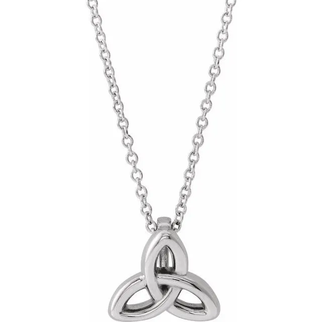 14K White Gold Celtic-Inspired Trinity 16-18" Necklace