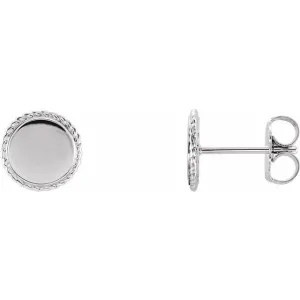 14K White Gold Engravable Rope Earrings