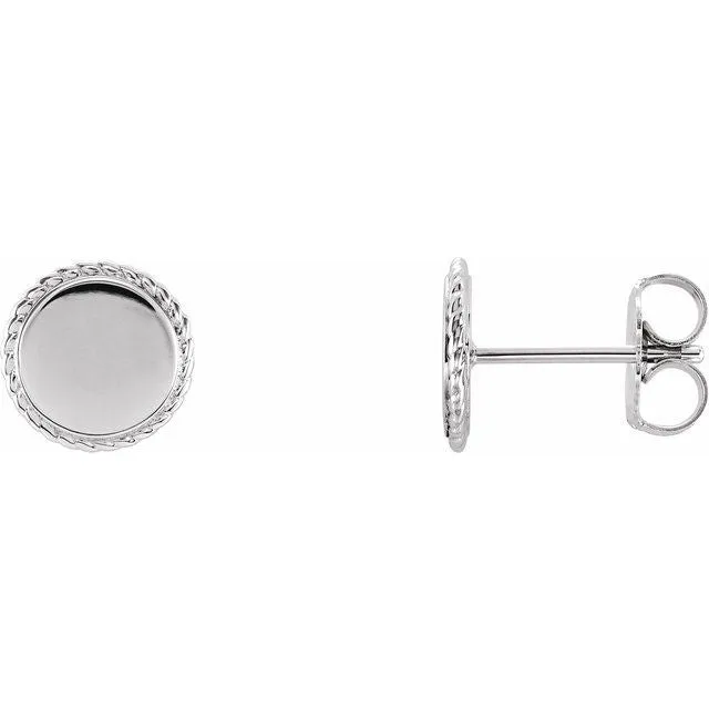 14K White Gold Engravable Rope Earrings