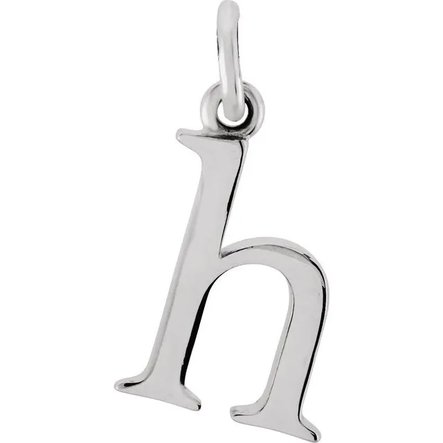 14K White Gold Lowercase Initial H Pendant
