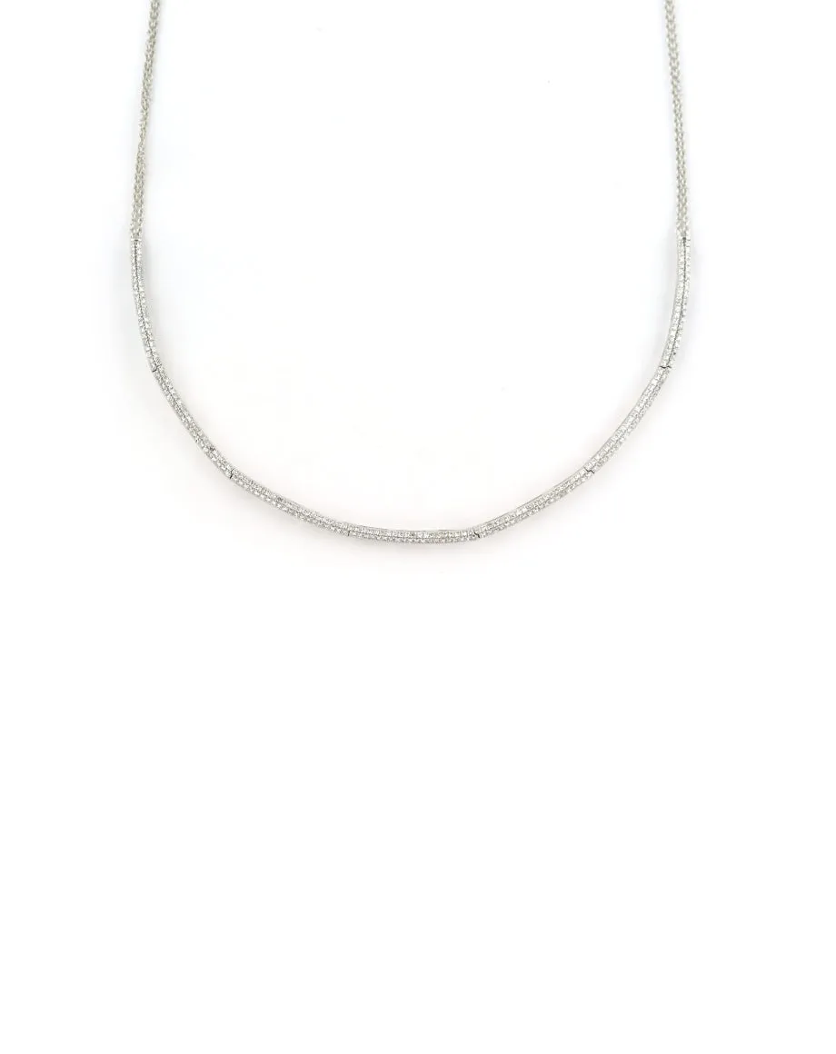 14K White Gold Thin Diamond Choker