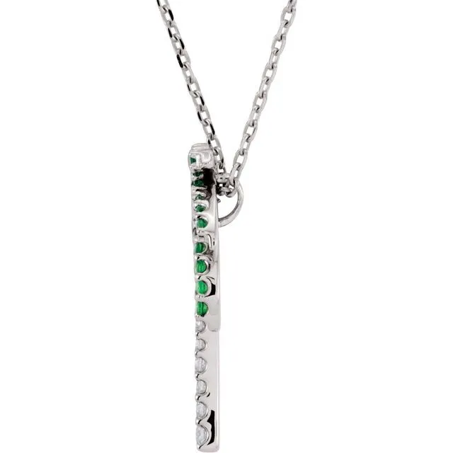 14K White Gold Tsavorite Garnet & .08 CTW Diamond 16" Necklace