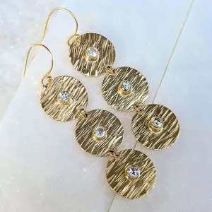 14K White Sapphire Earrings in Yellow Gold