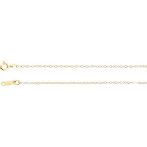 14K Yellow 1 mm Flat Cable 7" Chain with Spring Ring