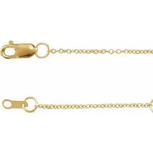 14K Yellow 1 mm Solid Cable Chain 6 1/2-7 1/2" Bracelet
