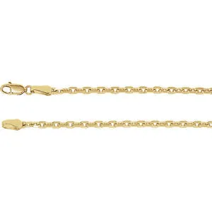 14K Yellow 2.5 mm Diamond-Cut Cable 7" Chain