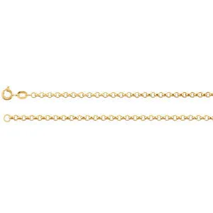 14K Yellow 2.5 mm Hollow Diamond Cut Rolo 7" Bracelet