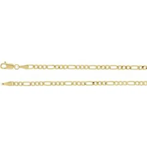 14K Yellow 3 mm Solid Figaro 7" Chain