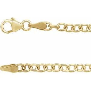 14K Yellow 3.25 mm Oval Cable 7" Bracelet with Lobster Clasp