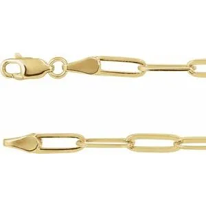 14K Yellow 3.85 mm Paperclip-Style 7" Chain