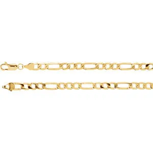 14K Yellow 5 mm Solid Figaro 8" Chain