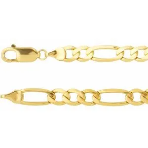 14K Yellow 5.5 mm Figaro 7" Chain