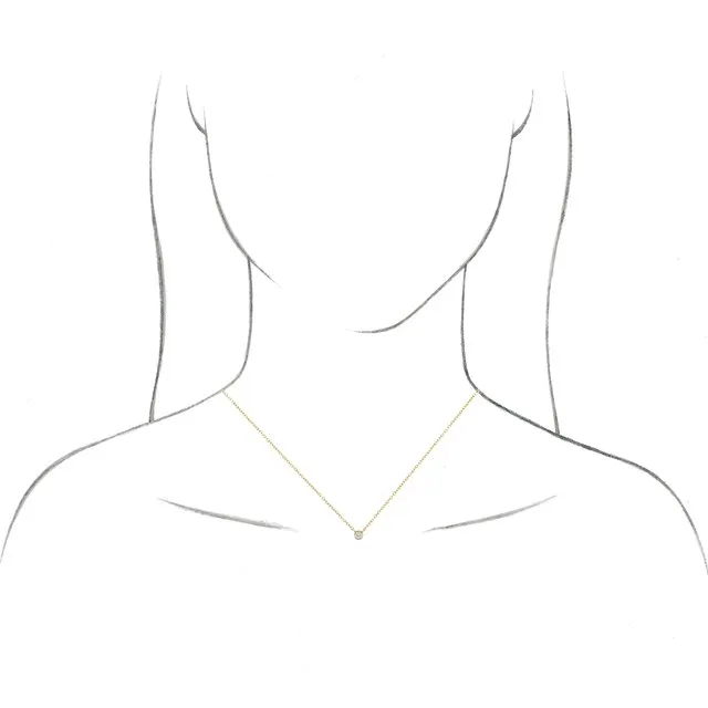 14K Yellow Gold .02 CT Natural Diamond Solitaire 16-18" Necklace