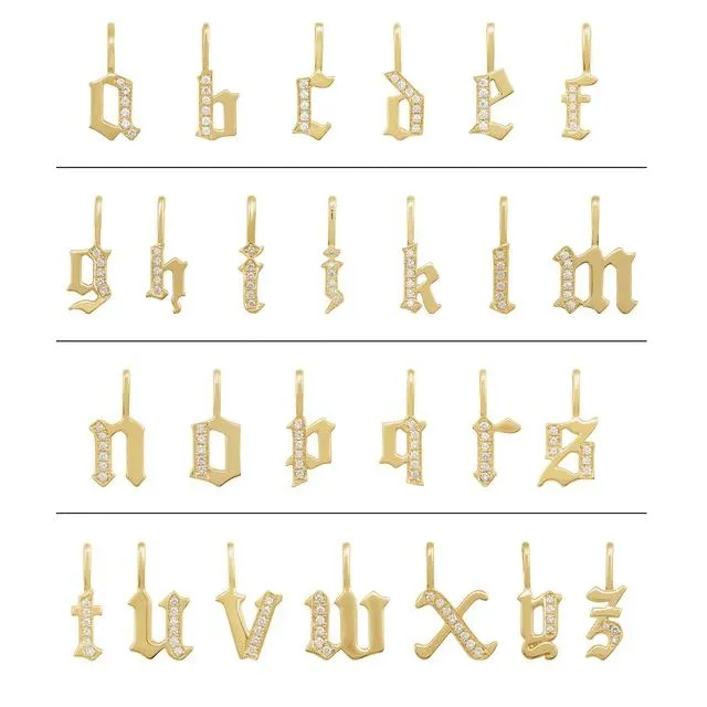 14K Yellow Gold .04 CTW Natural Diamond Gothic Initial K Charm/Pendant