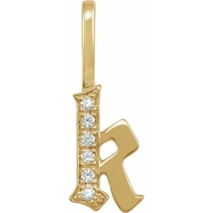 14K Yellow Gold .04 CTW Natural Diamond Gothic Initial K Charm/Pendant