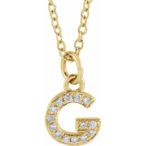 14K Yellow Gold .05 CTW Natural Diamond Petite Initial G 16-18" Necklace