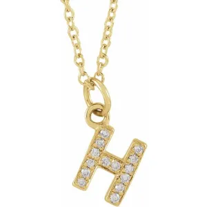 14K Yellow Gold .05 CTW Natural Diamond Petite Initial H 16-18" Necklace