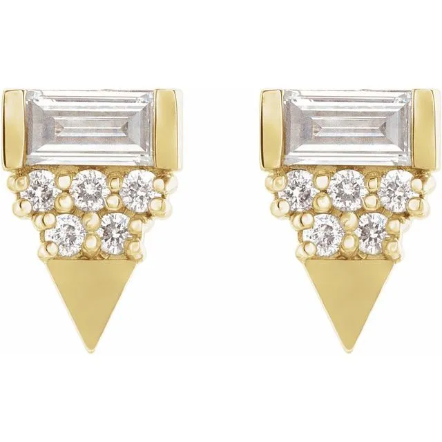 14K Yellow Gold 1/4 CTW Natural Diamond Geometric Earrings