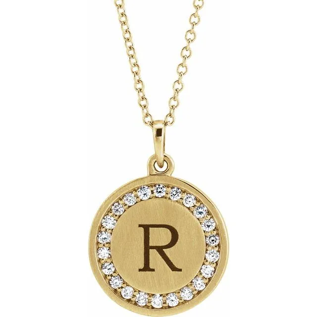 14K Yellow Gold 1/5 CTW Diamond Engravable 16-18" Necklace