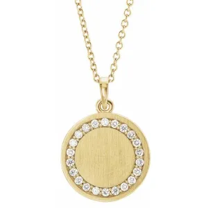 14K Yellow Gold 1/5 CTW Diamond Engravable 16-18" Necklace