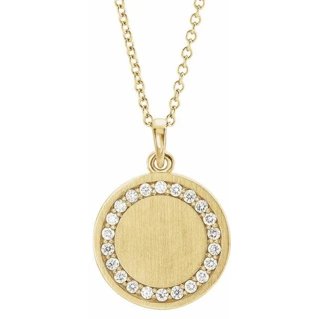 14K Yellow Gold 1/5 CTW Diamond Engravable 16-18" Necklace