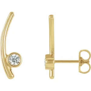 14K Yellow Gold 1/5 CTW Natural Diamond Ear Climbers