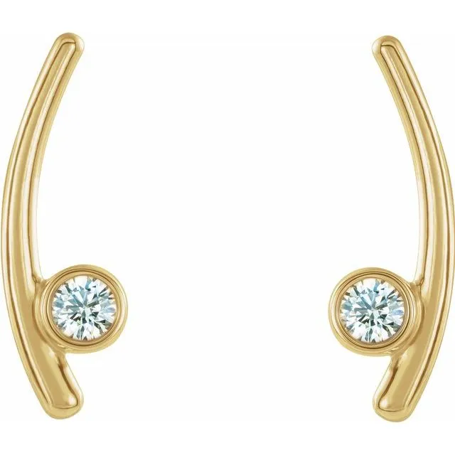 14K Yellow Gold 1/5 CTW Natural Diamond Ear Climbers
