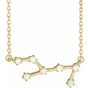 14K Yellow Gold 1/6 CTW Natural Diamond Virgo 16-18" Necklace