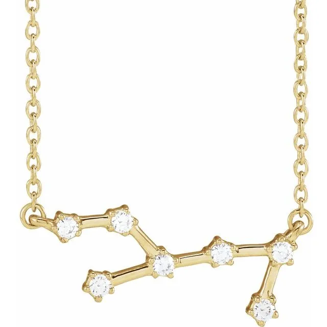 14K Yellow Gold 1/6 CTW Natural Diamond Virgo 16-18" Necklace