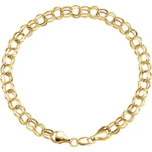 14K Yellow Gold 7.9 mm Hollow Double Link Charm 7.25" Bracelet