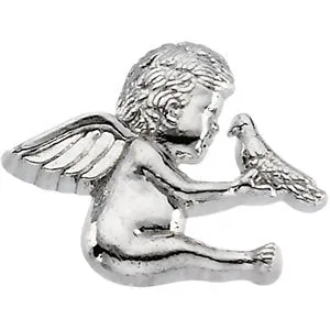 14k Yellow Gold Cherub & Dove Lapel Pin