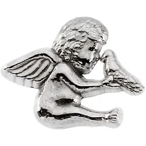 14k Yellow Gold Cherub & Dove Lapel Pin