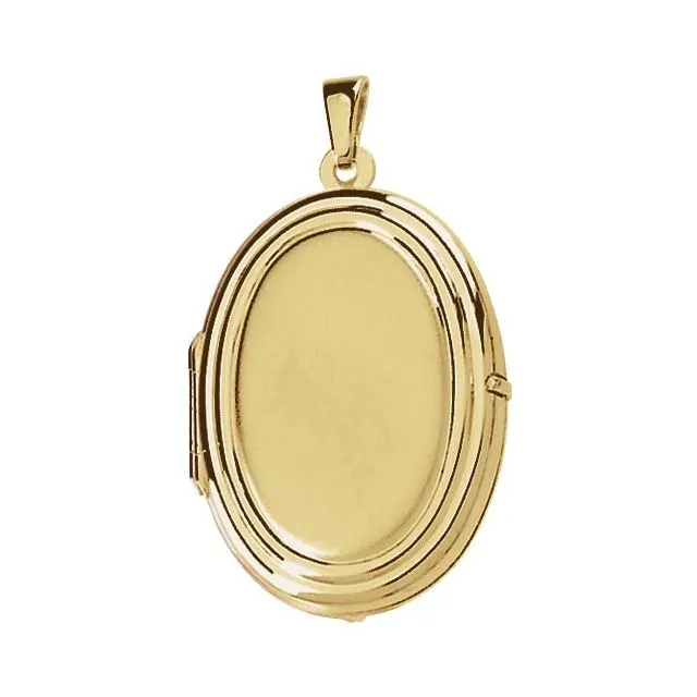 14K Yellow Gold Engravable Oval Locket