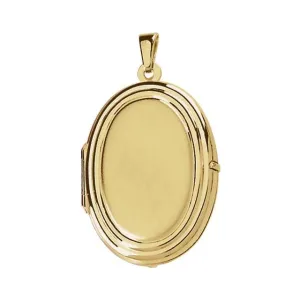 14K Yellow Gold Engravable Oval Locket
