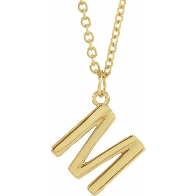 14K Yellow Gold Initial M Dangle 16" Necklace