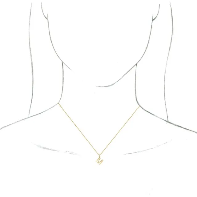14K Yellow Gold Initial M Dangle 16" Necklace