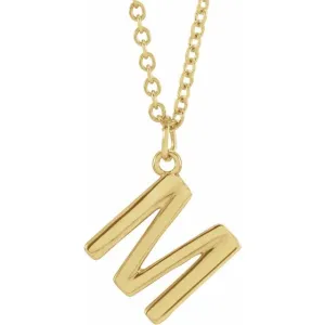 14K Yellow Gold Initial M Dangle 16" Necklace