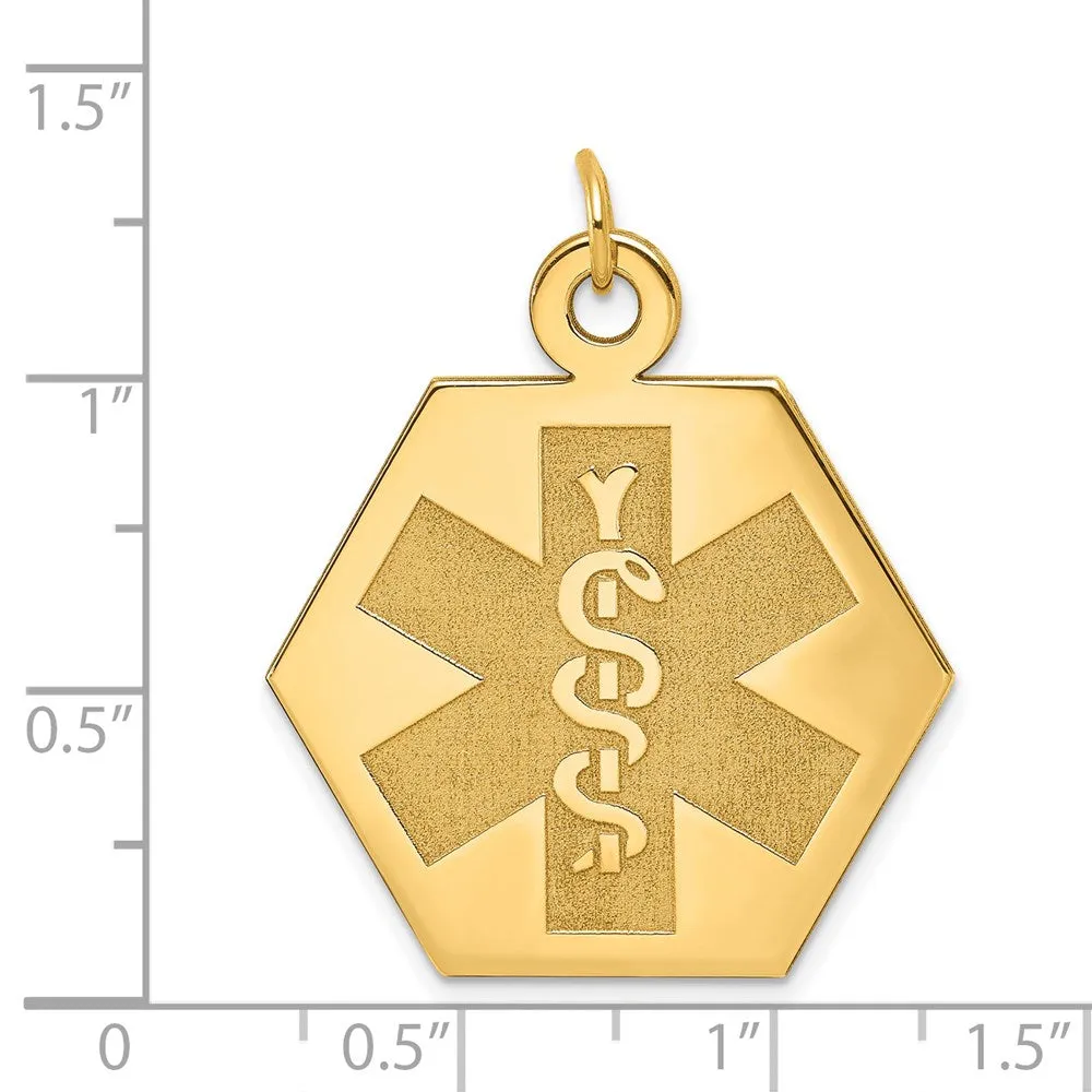 14k Yellow Gold Medical Jewelry Unenameled Pendant