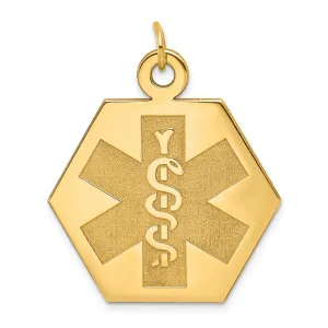 14k Yellow Gold Medical Jewelry Unenameled Pendant