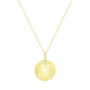 14k YELLOW GOLD MOM NECKLACE With Diamond V0223