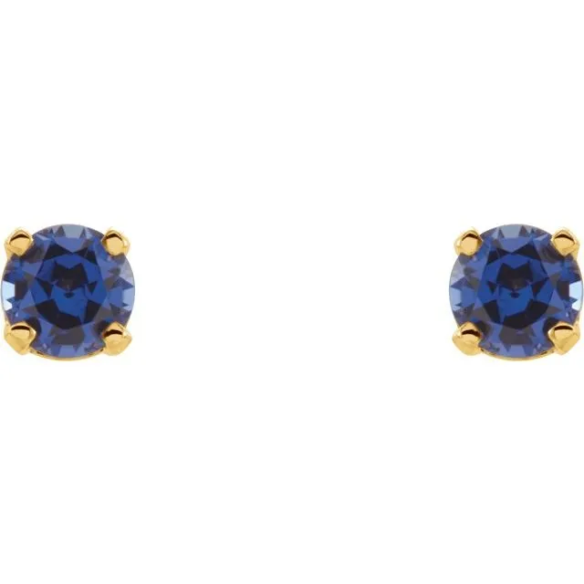 14K Yellow Gold Natural Blue Sapphire Youth Earrings